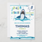 Shark Attack Verjaardagsfeestje Shark Boys Pool Pa Kaart (Voorkant)