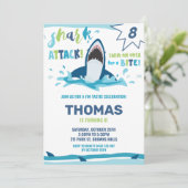 Shark Attack Verjaardagsfeestje Shark Boys Pool Pa Kaart (Staand voorkant)