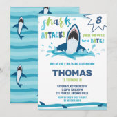 Shark Attack Verjaardagsfeestje Shark Boys Pool Pa Kaart (Voorkant / Achterkant)