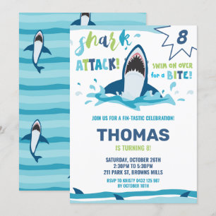 Shark Attack Verjaardagsfeestje Shark Boys Pool Pa Kaart