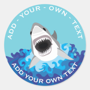 Shark Attack - Voeg je eigen tekst toe Ronde Sticker