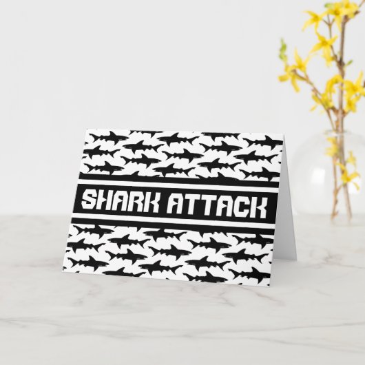 Shark Attack Zwart-witte haaien Patroon Kaart (Gele Bloem)