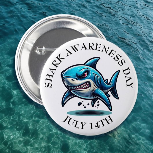 Shark Awareness Day is July 14th Ronde Button 5,7 Cm