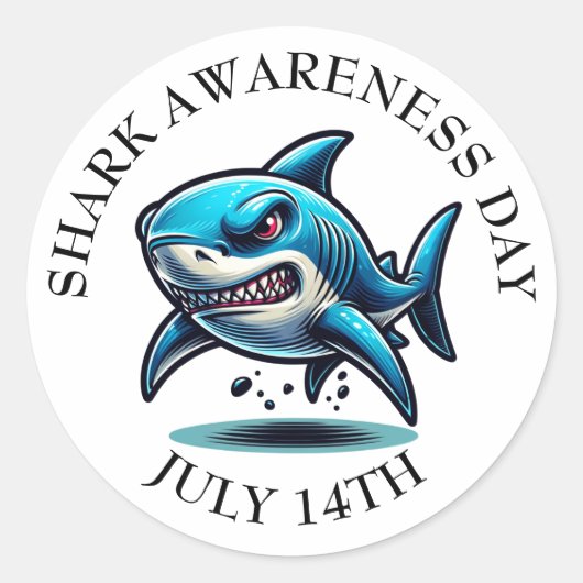 Shark Awareness Day is July 14th Ronde Sticker (Voorkant)