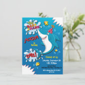 Shark Baby Birthday Party invitation Kaart (Staand voorkant)