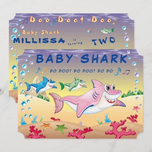 Shark 🦈Baby Cool Fab Verbazingwekkende Verjaardag Kaart (Voorkant / Achterkant)