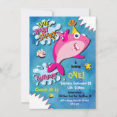 Shark Baby Girl Birthday Party - uitnodiging (Voorkant)