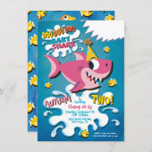 Shark Baby Girl Birthday Party - uitnodiging (Voorkant / Achterkant)