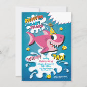 Shark Baby Girl Birthday Party - uitnodiging (Voorkant)