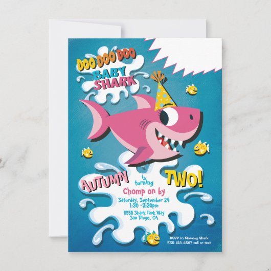 Shark Baby Girl Birthday Party - uitnodiging (Voorkant)