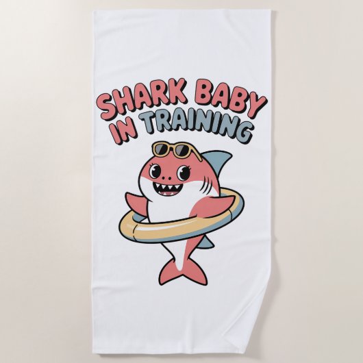 Shark Baby in Training | Kids Strandlaken (Voorkant)