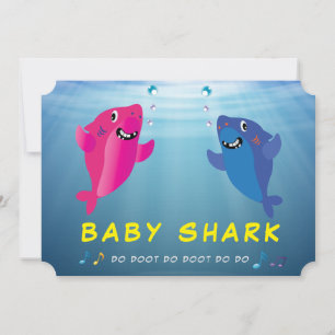 Shark Baby Pink 🦈 Blauw Verjaardagsfeest Kaart