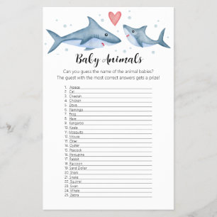 Shark Baby shower Baby Animals Game Flyer