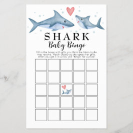 Shark Baby shower Baby Bingo Kaart