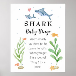 Shark Baby shower Baby Bingo Sign Poster