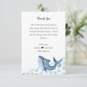 Shark Baby shower bedankkaart (Staand voorkant)