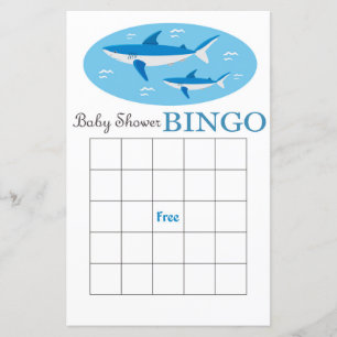 Shark baby shower bingo card