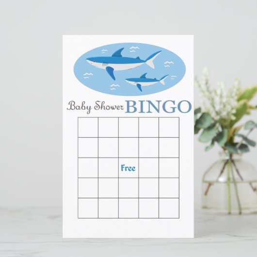 Shark baby shower bingo card (Staand voorkant)