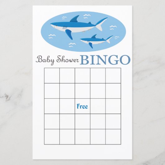 Shark baby shower bingo card (Voorkant)