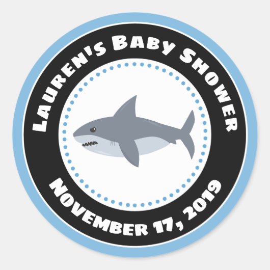 Shark Baby shower Favor Stickers (Voorkant)