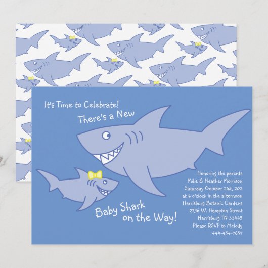 Shark Baby shower genderneutraal gecodeerd Kaart (Voorkant / Achterkant)