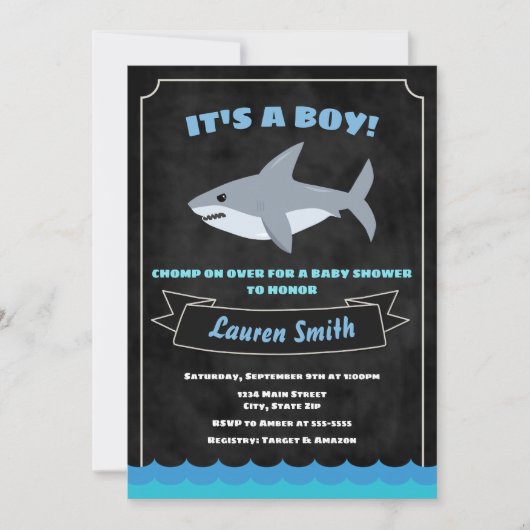 Shark Baby shower Invitation Baby Shark Kaart (Voorkant)