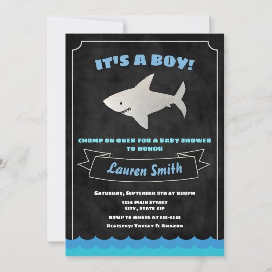 Shark Baby shower Invitation Baby Shark Kaart (Voorkant)
