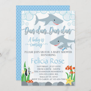Shark Baby shower Invitation Invite Boy Kaart