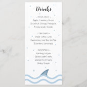 Shark Baby shower Menu met haaienvin en bubbels (Achterkant)