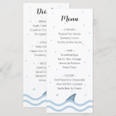 Shark Baby shower Menu met haaienvin en bubbels (Voorkant / Achterkant)