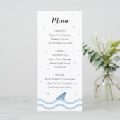 Shark Baby shower Menu met haaienvin en bubbels (Staand voorkant)