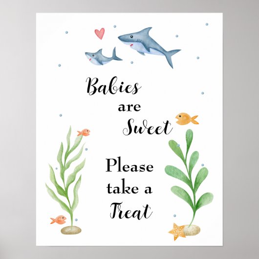 Shark Baby shower Neem een traktatiebord Poster (Voorkant)