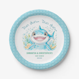 Shark Baby shower Ocean Zee Blue Boy Baby shower Papieren Bordje