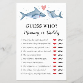 Shark Baby shower "Raad eens wie mama of papa" spe Flyer