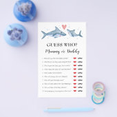 Shark Baby shower "Raad eens wie mama of papa" spe Flyer (Enkel)