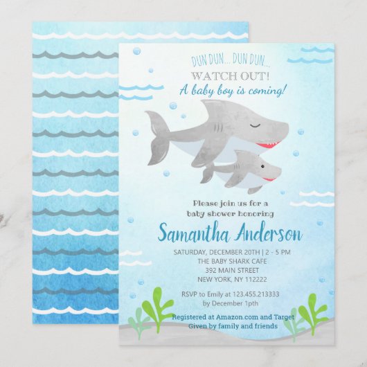 Shark Baby Shower-uitvindingen voor baby's Kaart (Voorkant / Achterkant)