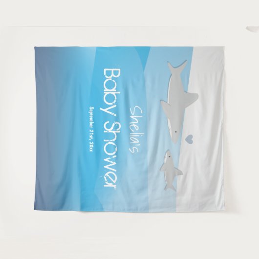 Shark Baby Shower Wandkleed (Voorkant (horizontaal))