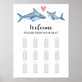 Shark Baby shower Zitplaatskaart Teken Poster