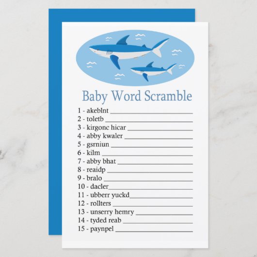 Shark Baby word scramble game (Voorkant / Achterkant)