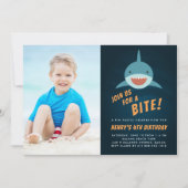 Shark Bait | Fotouitnodiging van Birthday Party Kaart (Voorkant)