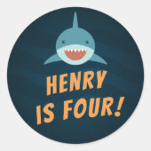 Shark Bait | Gepersonaliseerde kinderen van zaterd Ronde Sticker (Voorkant)