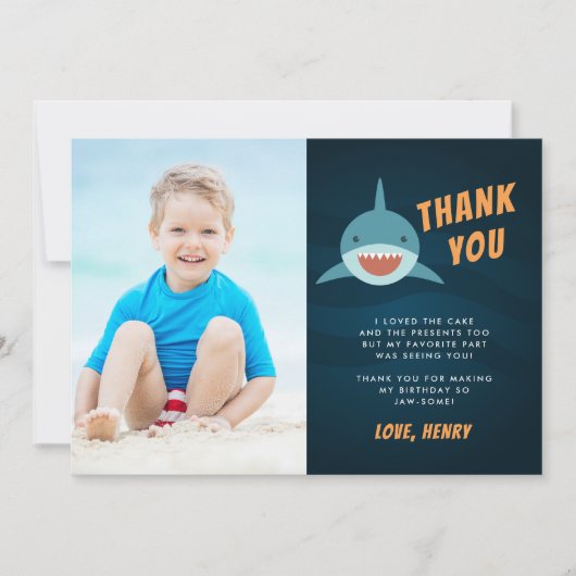 Shark Bait | Platte fotokaart voor bedankt (Voorkant)