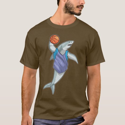 Shark Basketball speler Basketbal T-shirt (Voorkant)
