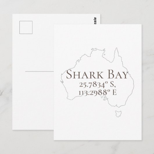 Shark Bay Australië Latitude & Lengtegraad Briefkaart (Voorkant / Achterkant)