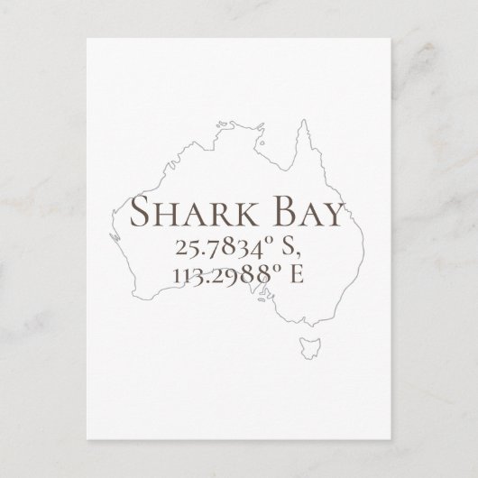 Shark Bay Australië Latitude & Lengtegraad Briefkaart (Voorkant)