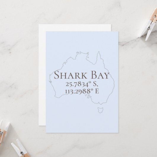 Shark Bay Australië Latitude & Lengtegraad Kaart (Voorkant / Achterkant in situ)