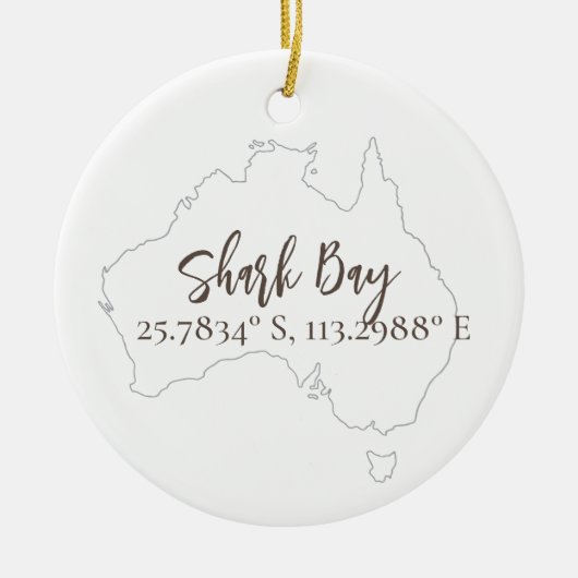 Shark Bay Australië Latitude & Lengtegraad Keramisch Ornament (Voorkant)