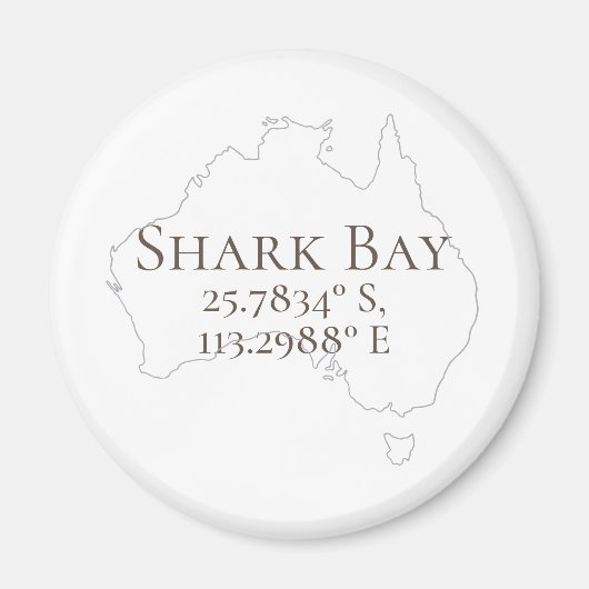 Shark Bay Australië Latitude & Lengtegraad Magneet (Voorkant)