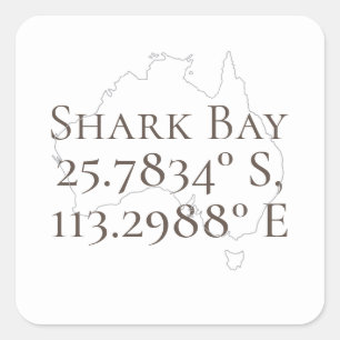Shark Bay Australië Latitude & Lengtegraad Vierkante Sticker