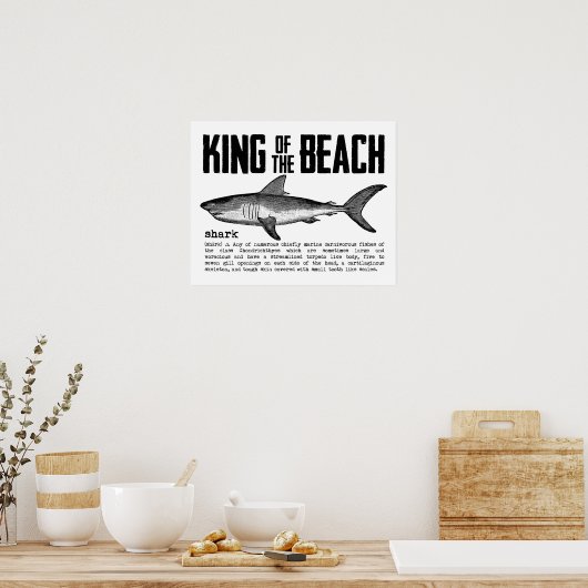 Shark Beach King met Shark Definition Poster (Keuken)